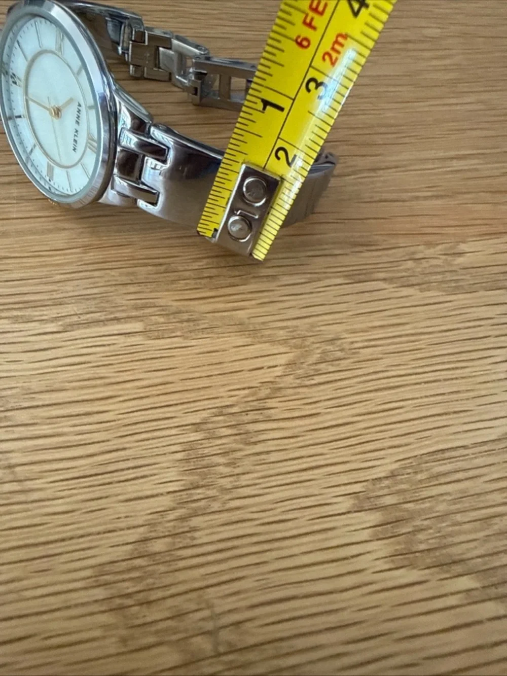 Anne Klein Watch w/ Mother Of Pearl Face. Silver & Gold Tone Adjustable Bracelet